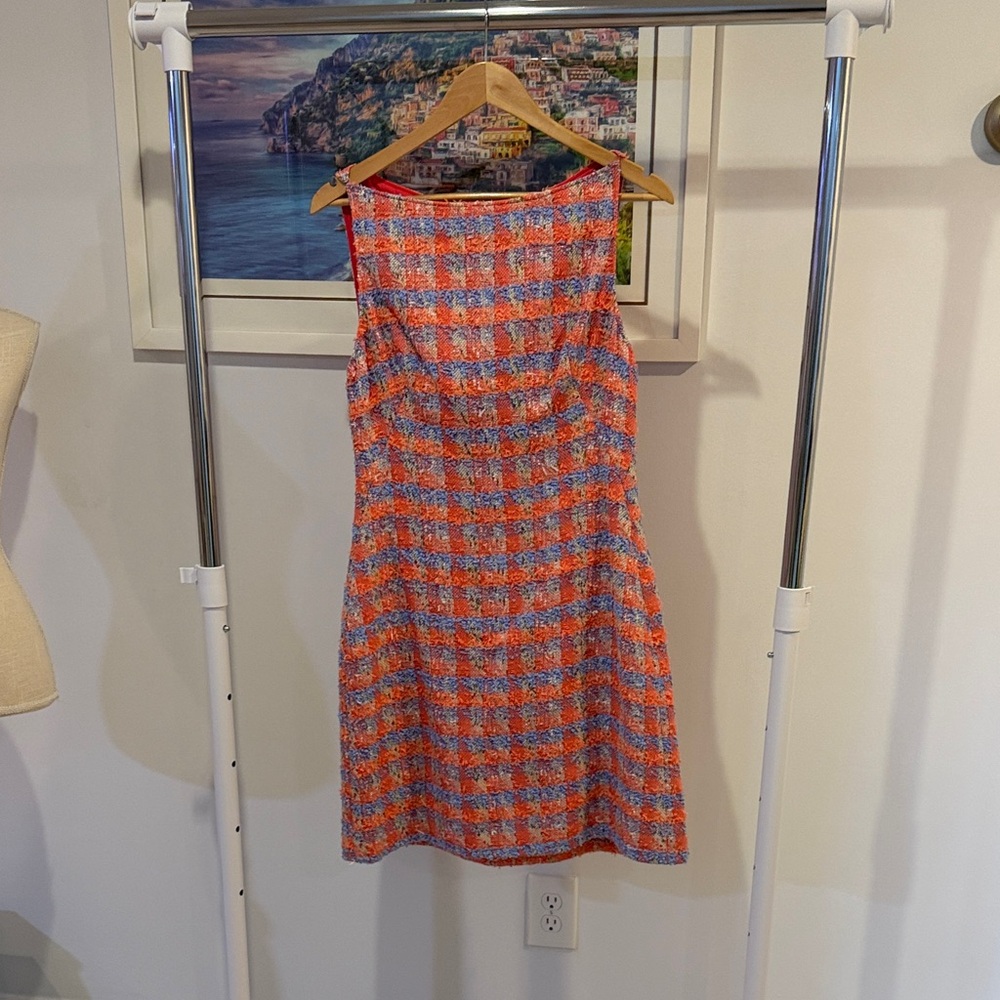 Zac Posen Vibrant Orange and Blue Mini Dress